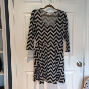 Navy blue/grey Chevron stripe dress